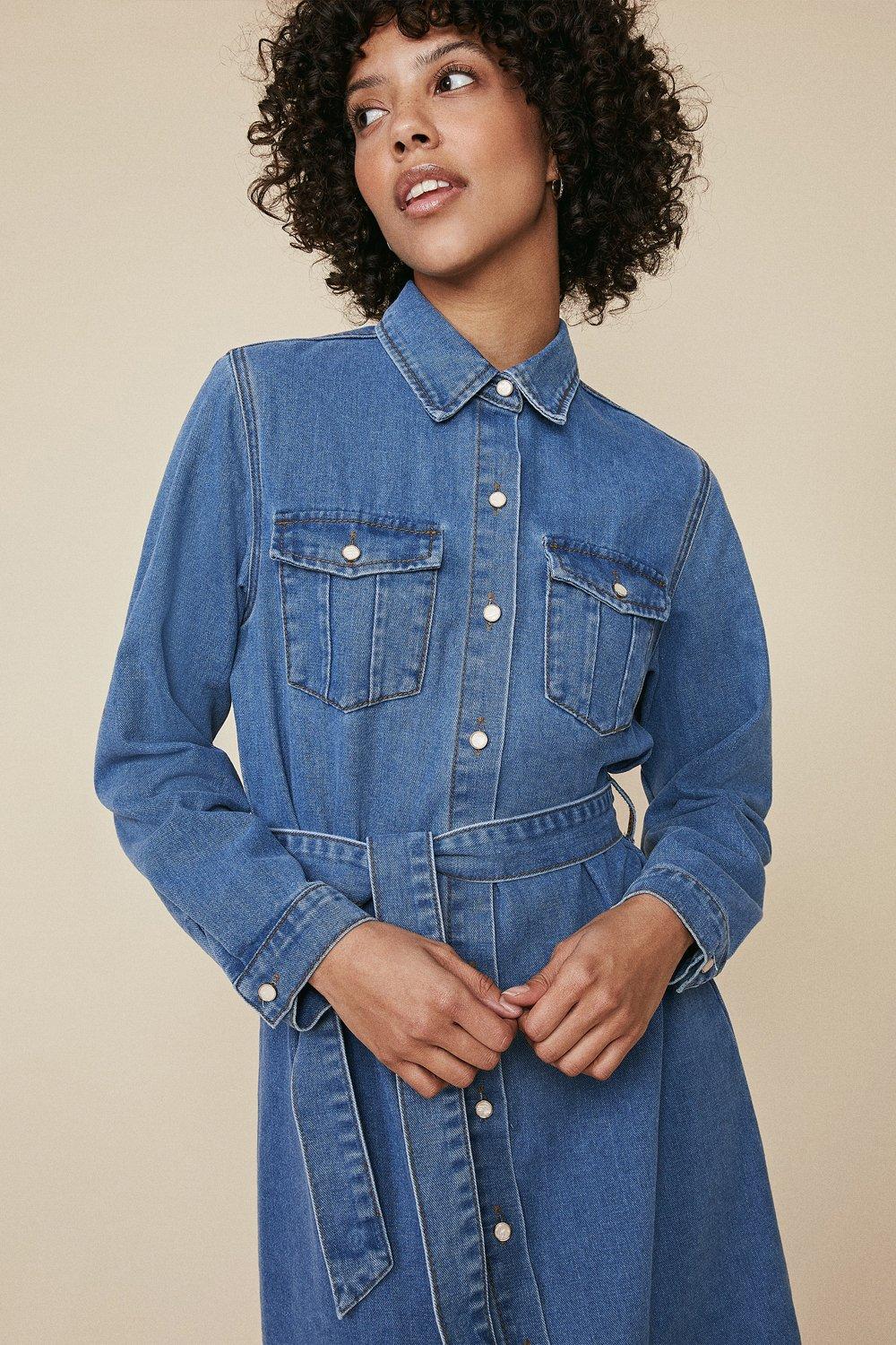 Oasis denim best sale button dress